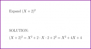 Expand (x+2)^2 (problem with solution) [square of sum] [binomial expansion]